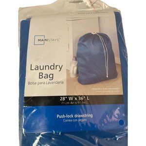 Mainstays Laundry Bag Push-lock Drawstring Closure Blue Size 28" W x‎ 36" L New